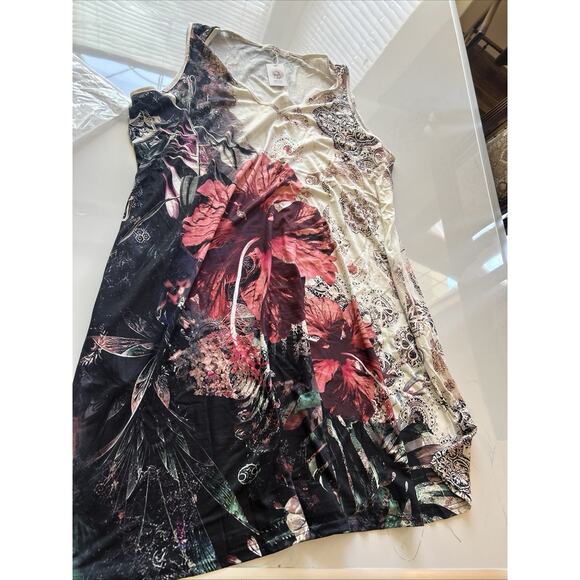 Hbeyyto Women's Floral Pattern VNeck Sleeveless Sun Dress. Plus Size 4XL - Picture 8 of 14